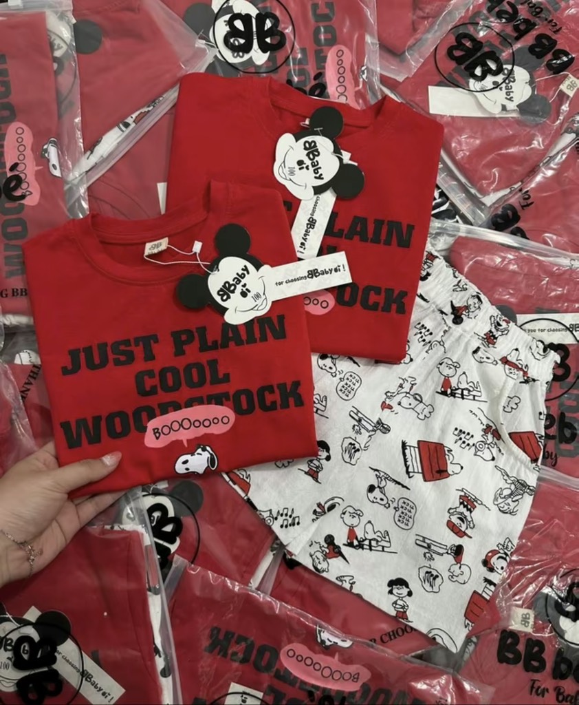 T373-Bộ cotton Snoopy đỏ quần thô (12.20.243)