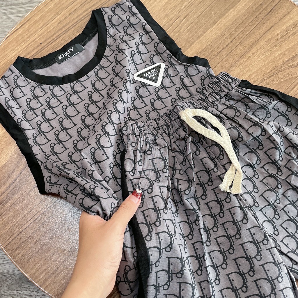 T458-Bộ SN Dior xám viền đen (16.24.456)