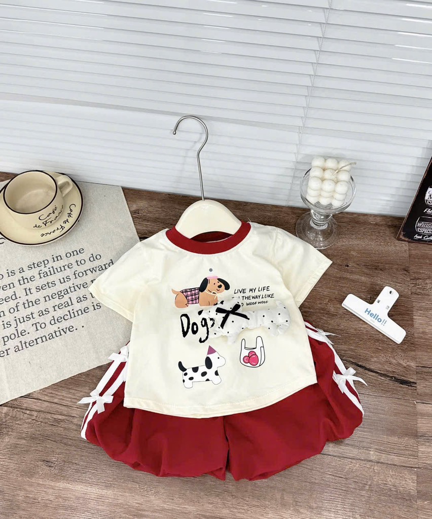 G816-Bộ cotton cún đỏ quần bí (07.14kg)