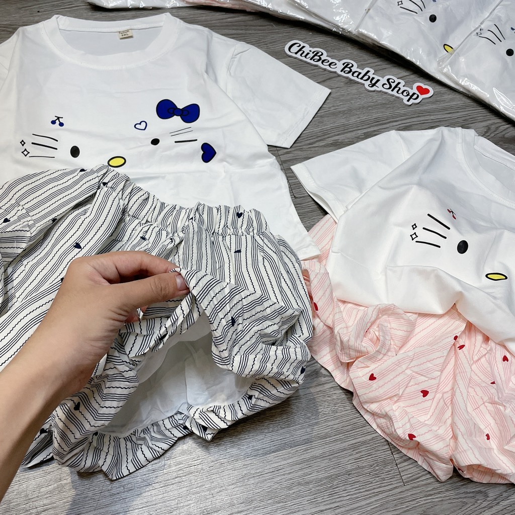 G897-Bộ cộc cotton Kitty quần bí (15.20kg)