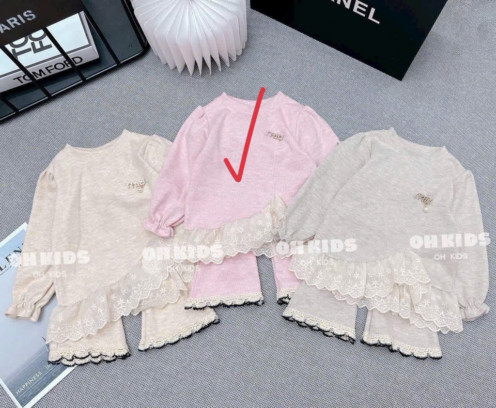 G240-Set len lông thỏ miu hồng sz đại