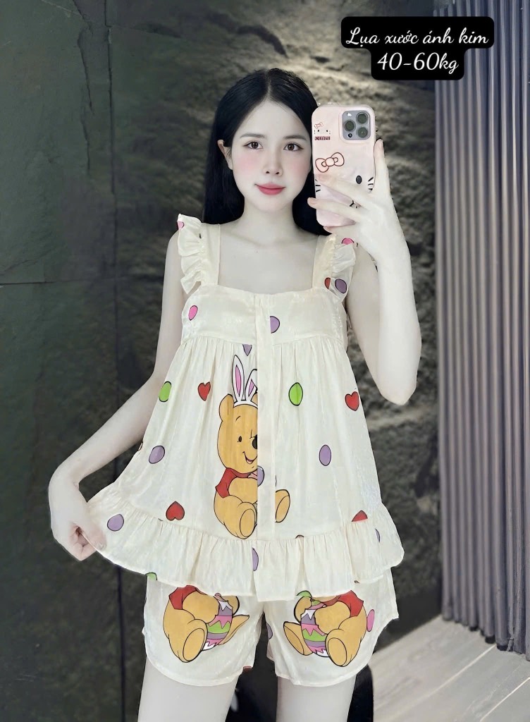 N047-Pijama Freesize Hai Dây Lụa Xước