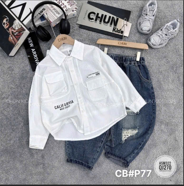 T410-Set sơ mi tay dài quần jean (10.26.120)