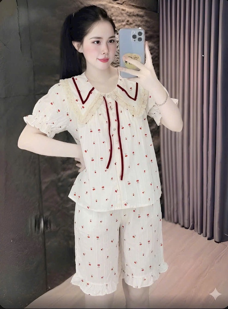 N058-Pijama 40-60kg Cộc Quần Lửng Đũi