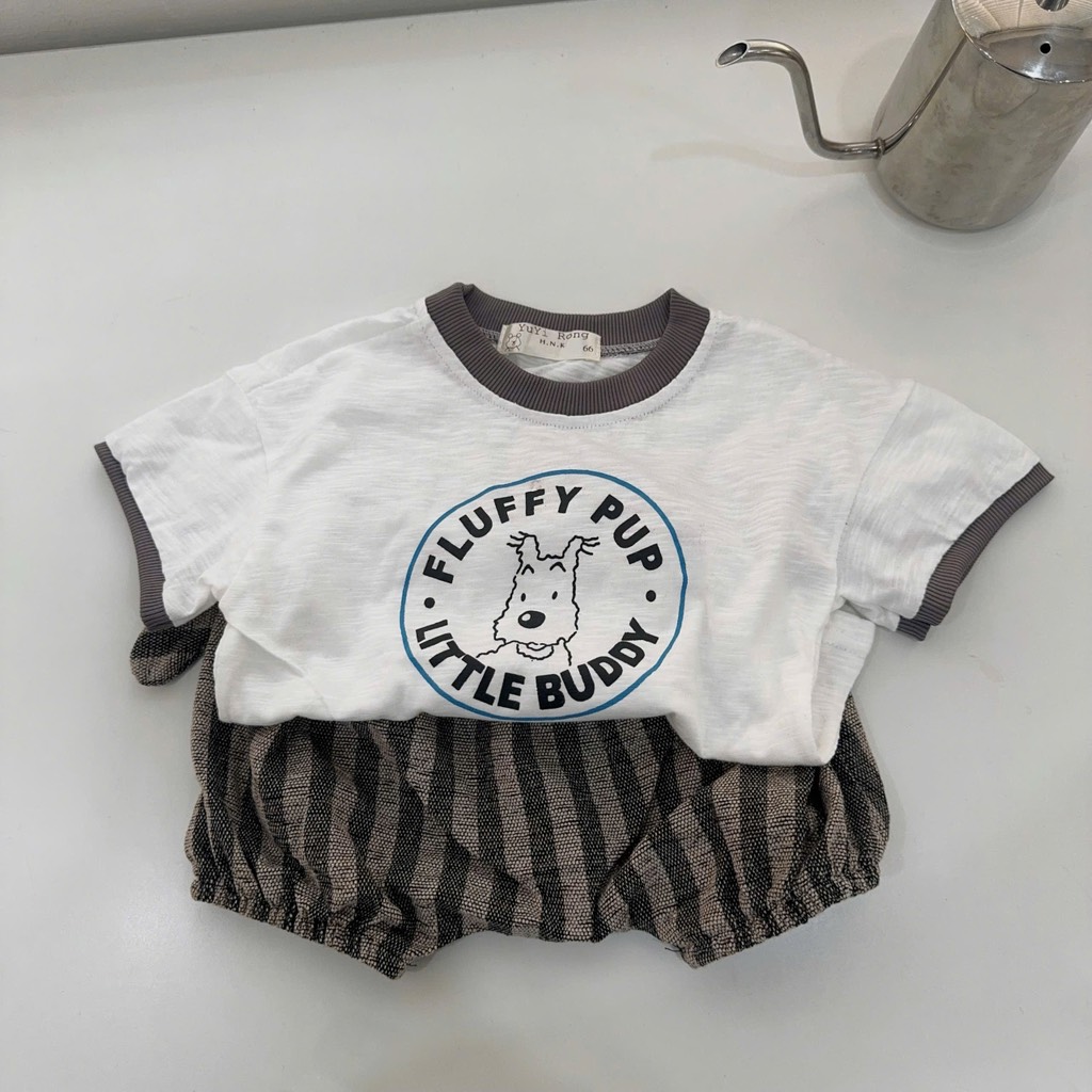 T725-Bộ cún cotton xước quần kẻ (06.16kg)