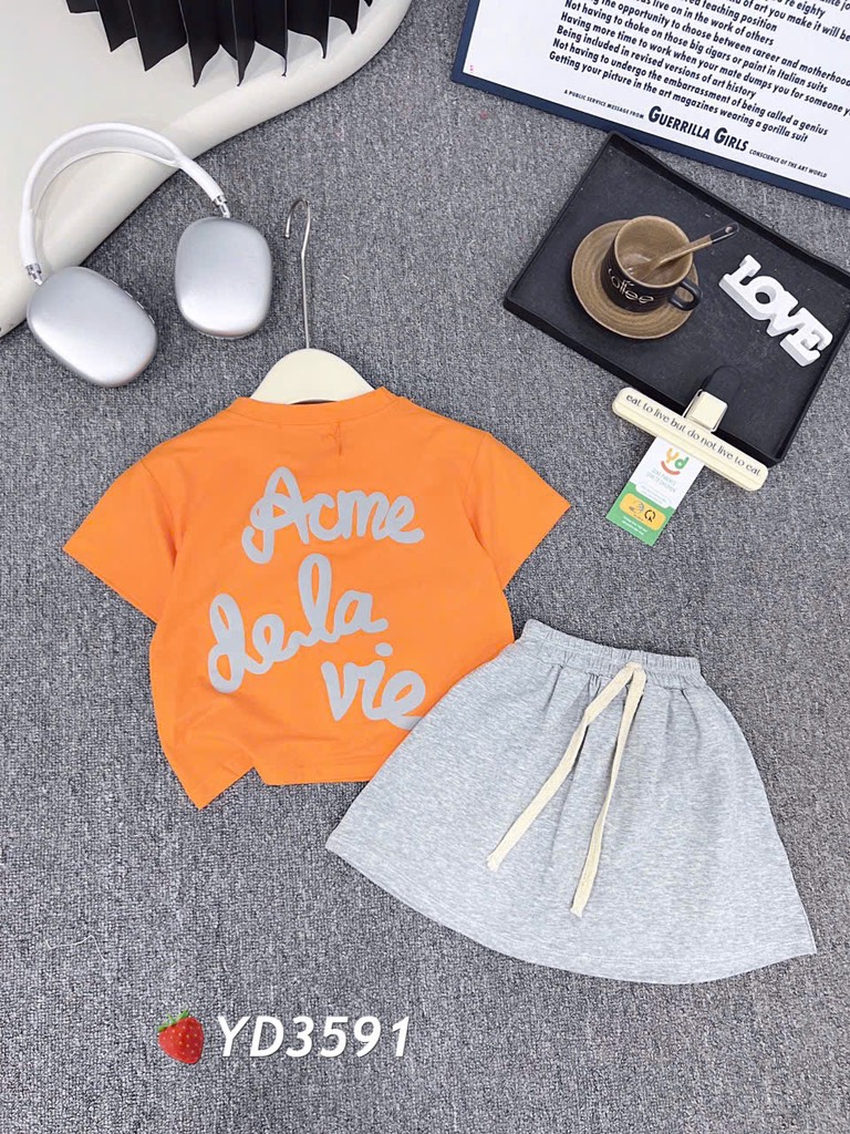 G572-Set áo chữ cam cv xám (09.25.467)