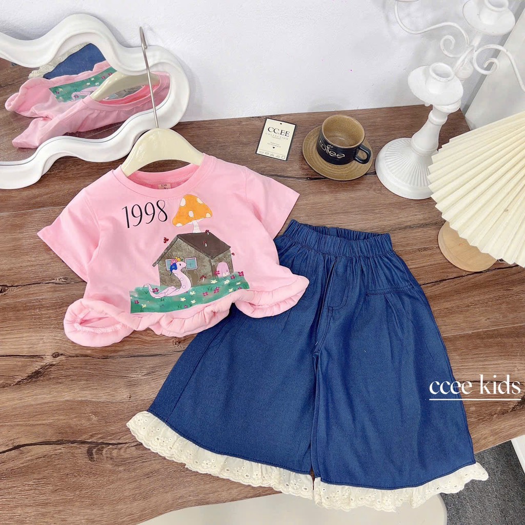 G575-Set 1998 hồng jean lửng ren (10.28.581)