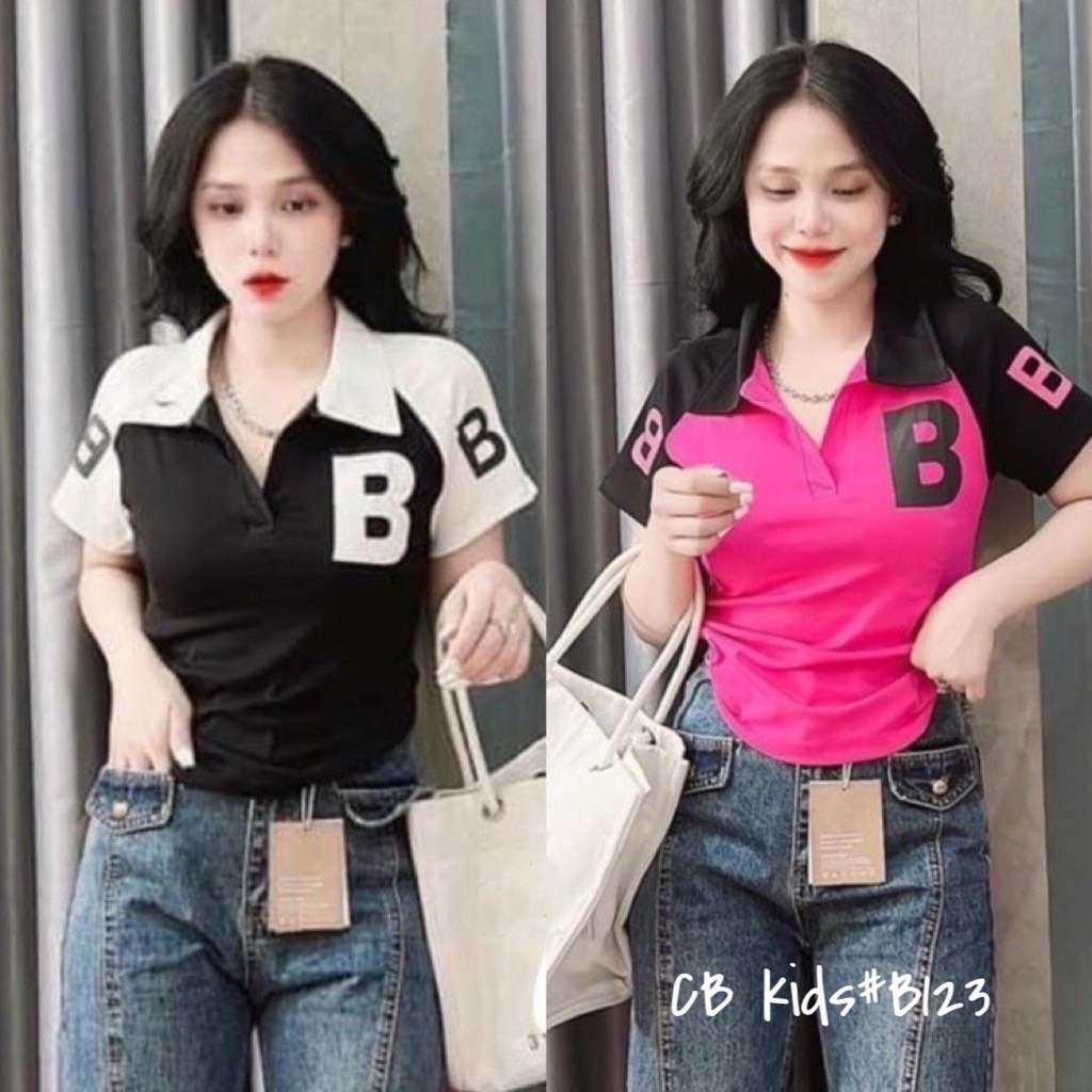 G082-Set áo polo B quần jean xuông