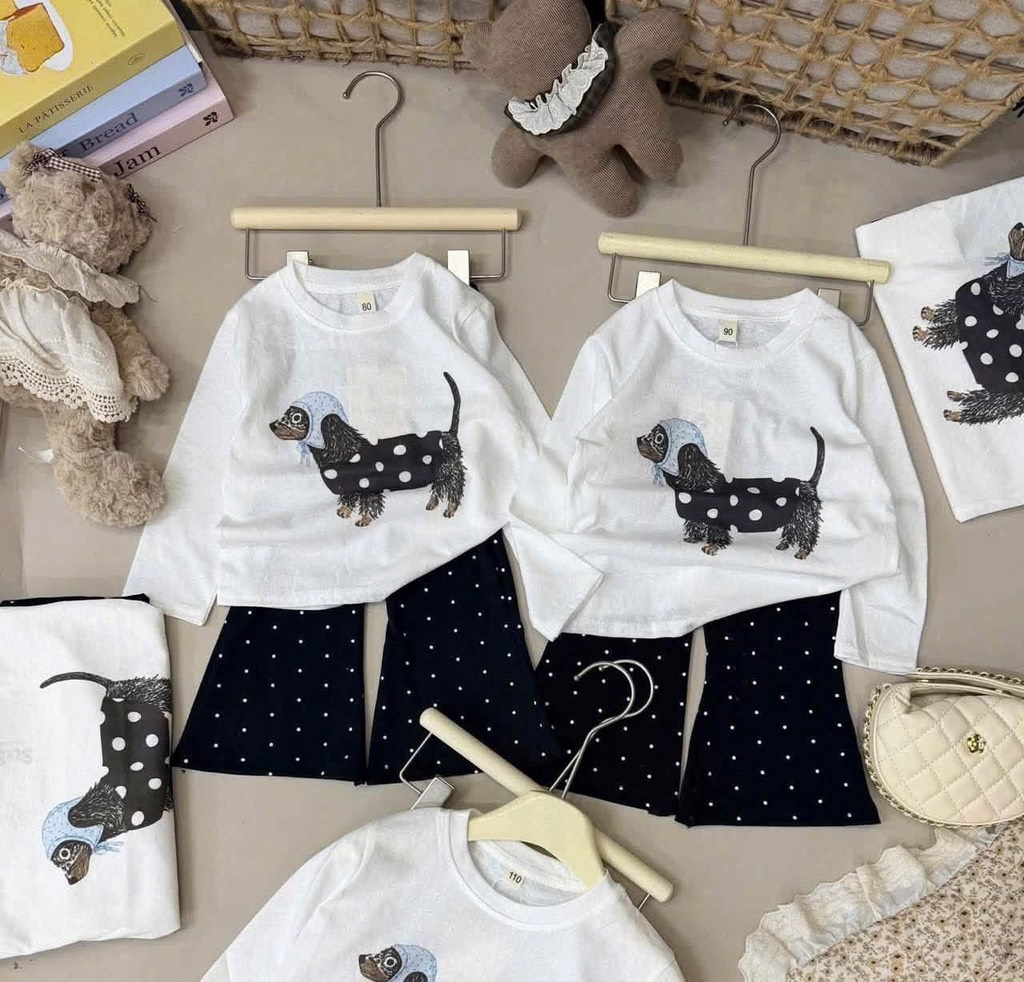 G951-Set giấy cún trắng quần bi loe (09.25kg)
