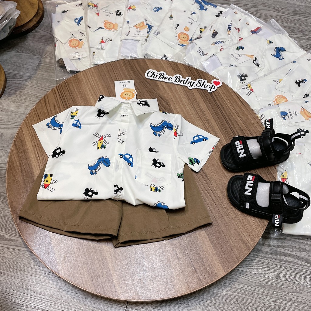 T766-Bộ sơ mi khủng long quần nâu (11.30kg)