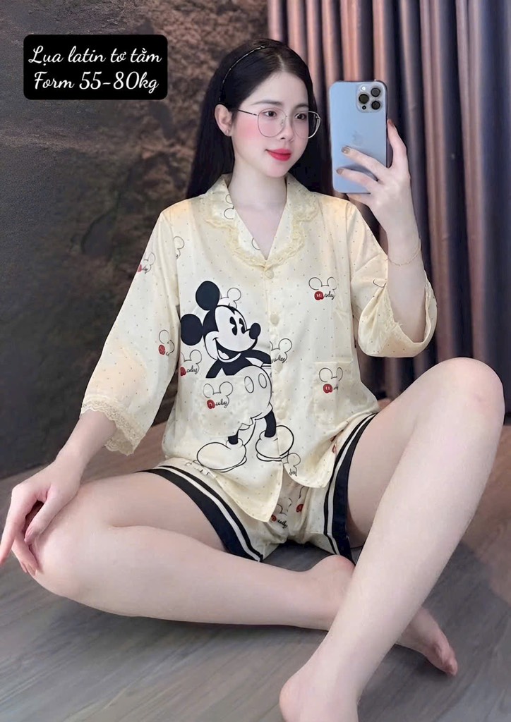 N038-Pijama Bigsize Cộc Latin 3D 2 túi