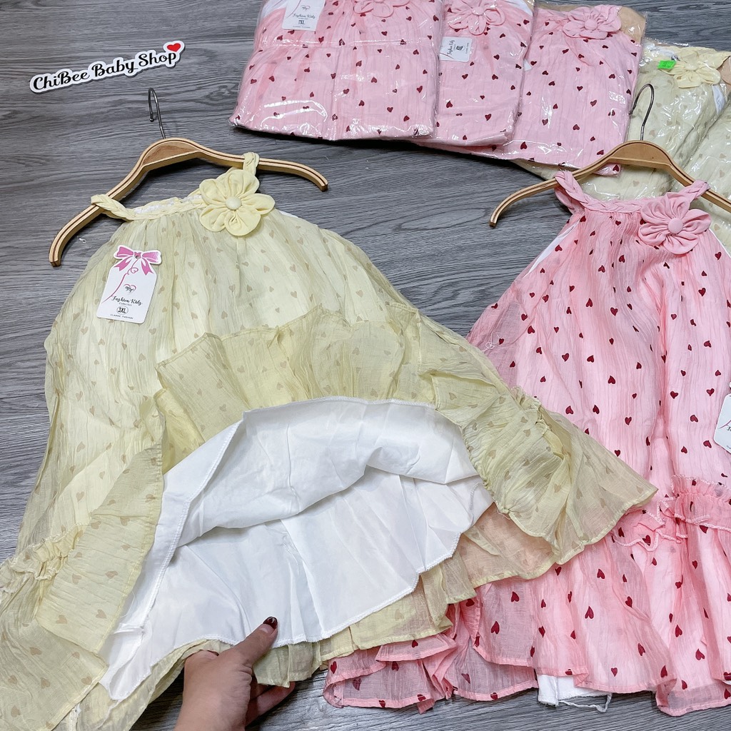 V455-Váy đũi tơ cổ yếm trái tim (15.20kg)