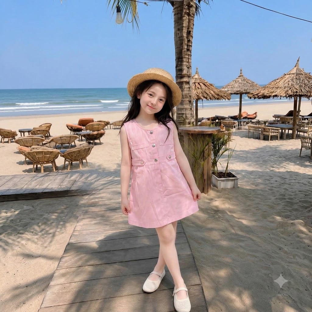 V562-Váy SN kaki mềm hồng đóng cúc (11.28kg)