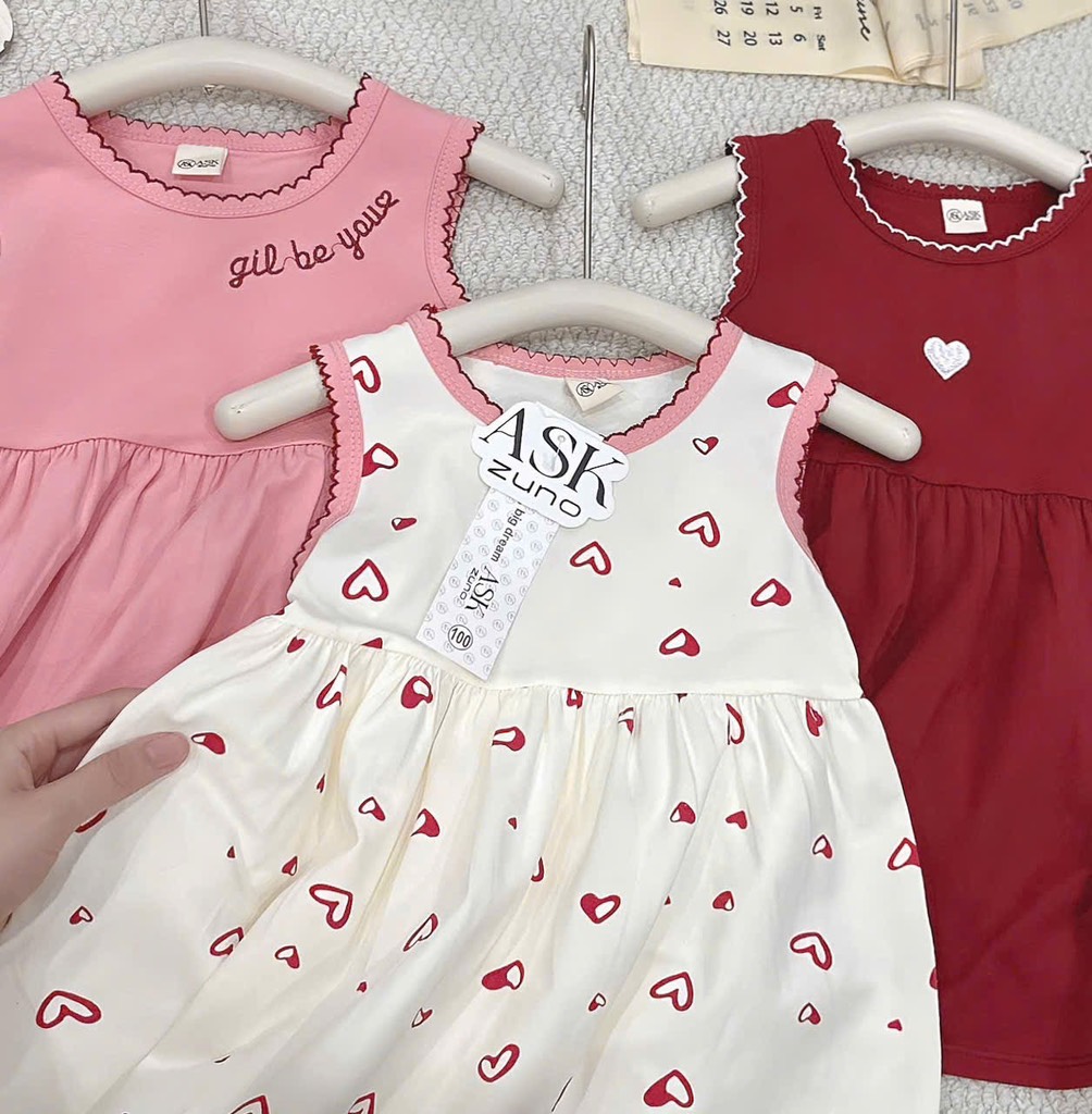 V389-Váy cotton SN viền tim (08.23kg)