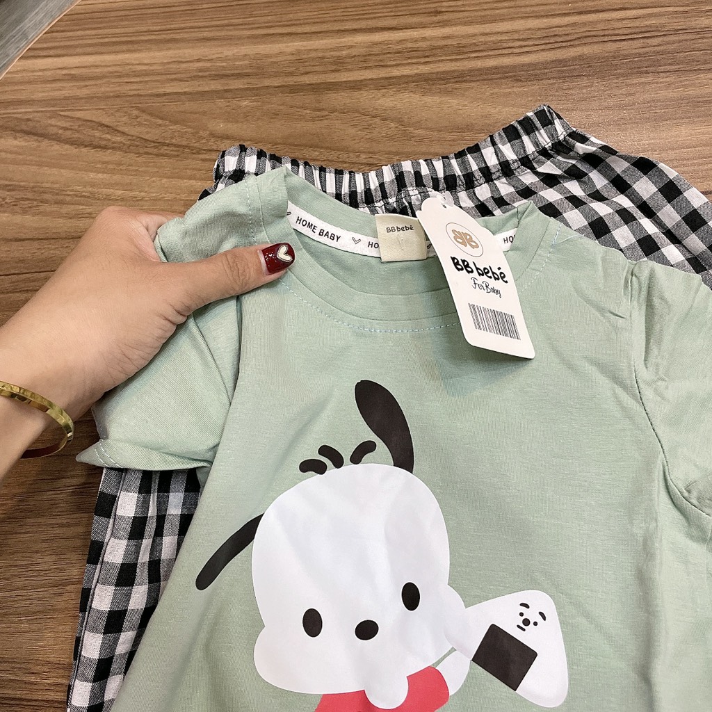 T417-Bộ cotton cún quần caro (08.17.143)