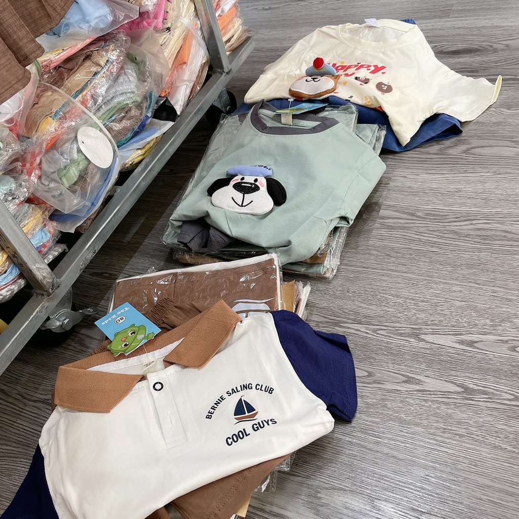 T451-Bộ cotton cổ bẻ thuyền nâu (08.18.249)