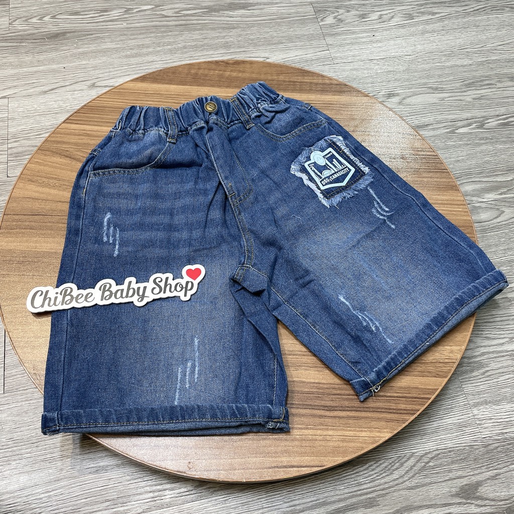 Q321-Quần lửng jean trai logo rách (36.55kg)