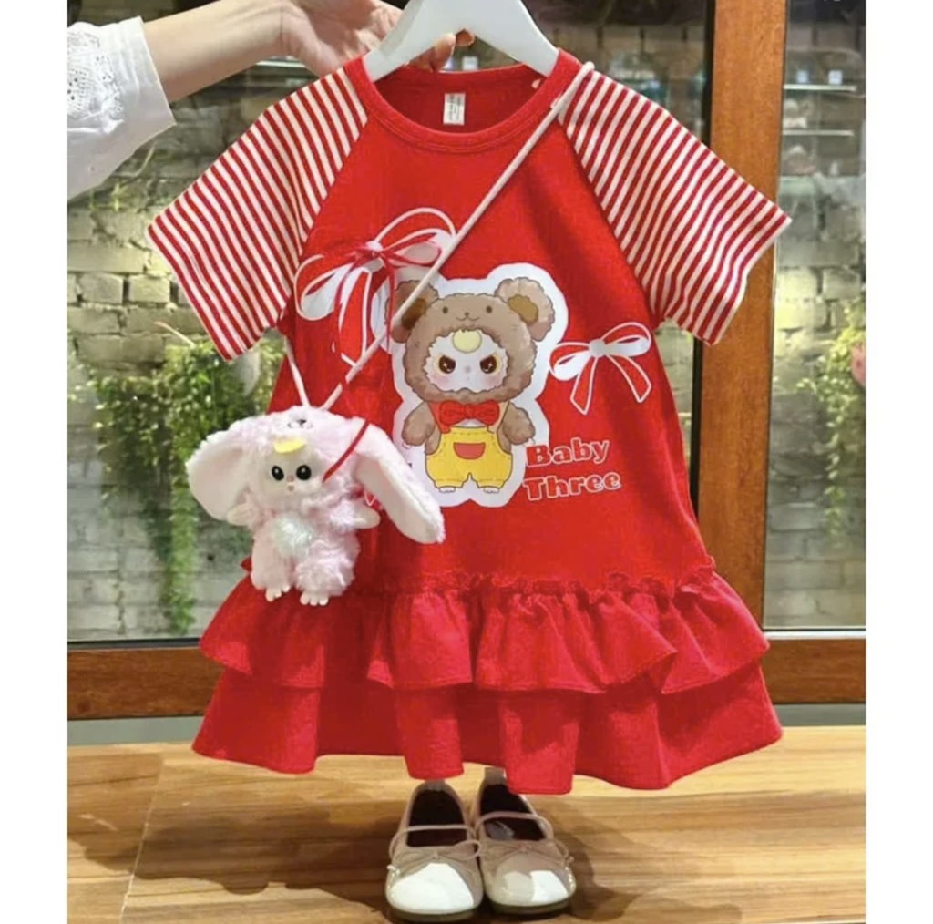 V242-Váy phối đỏ kèm Baby Three (10.20.173)
