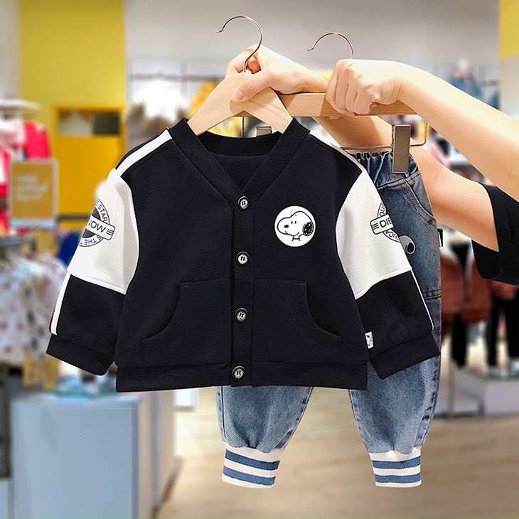 BTN008-Set áo khoác nỉ SNOOPY q jean (XẢ)