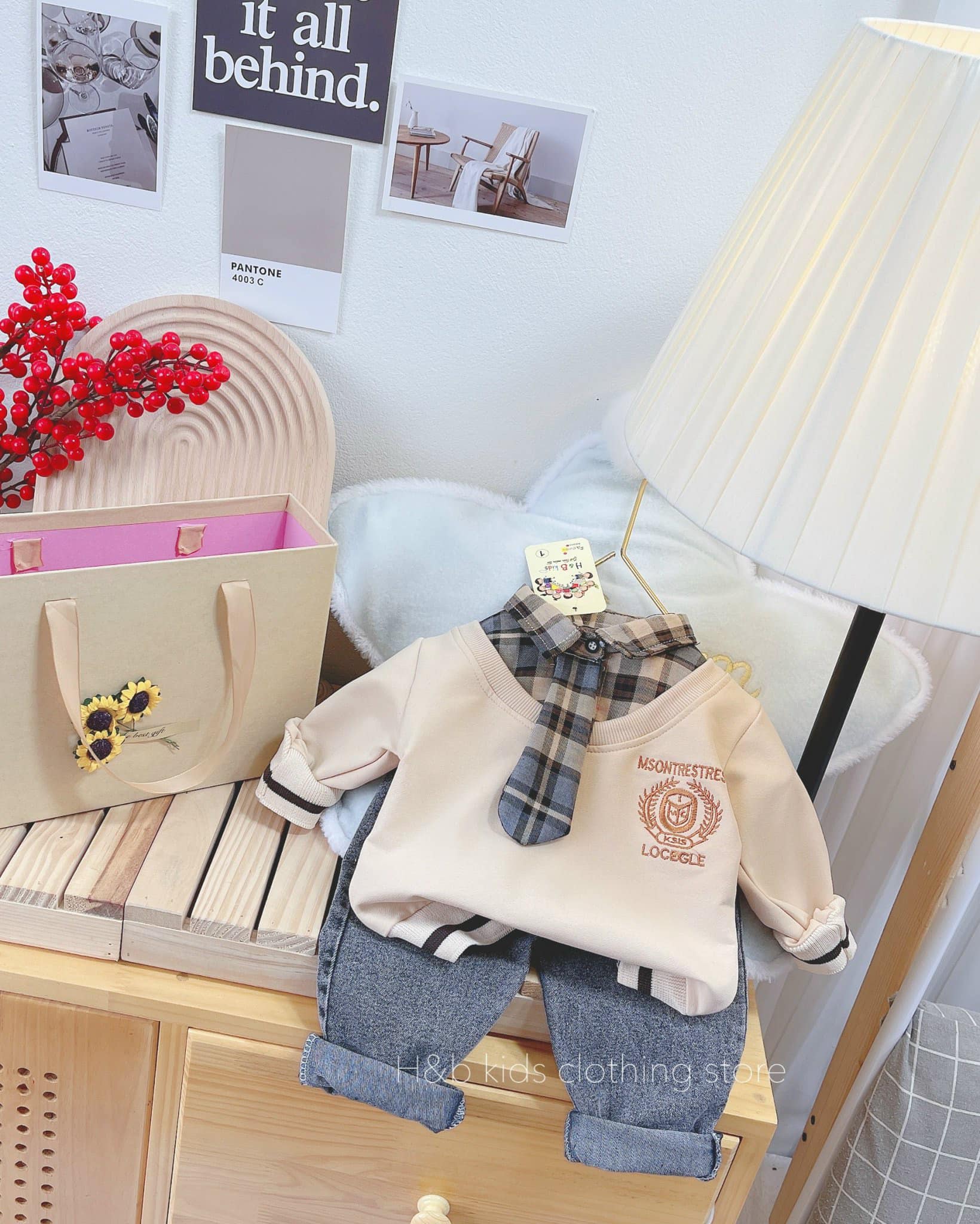 BTN010-Set áo phối cà vạt q jean (XẢ)