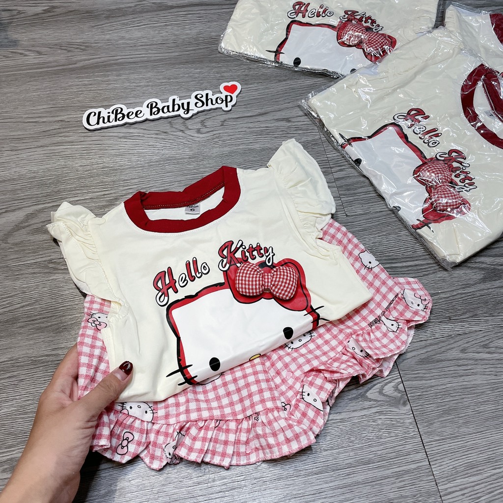 G890-Bộ cotton SN Kitty kem viền đỏ (07.13kg)