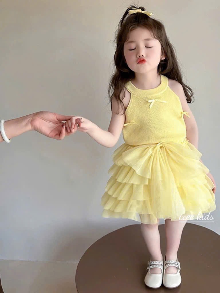 G532-Set áo nơ cv lưới hồng (07.26.389)