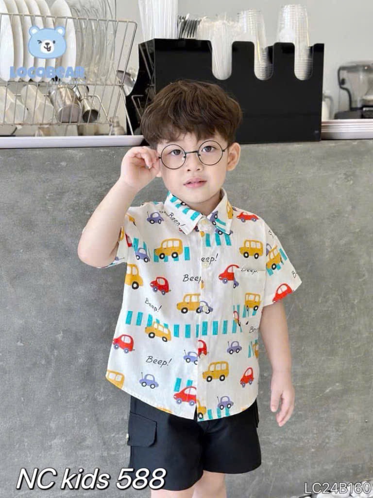 A175-Áo sơ mi hoạ tiết bé trai
