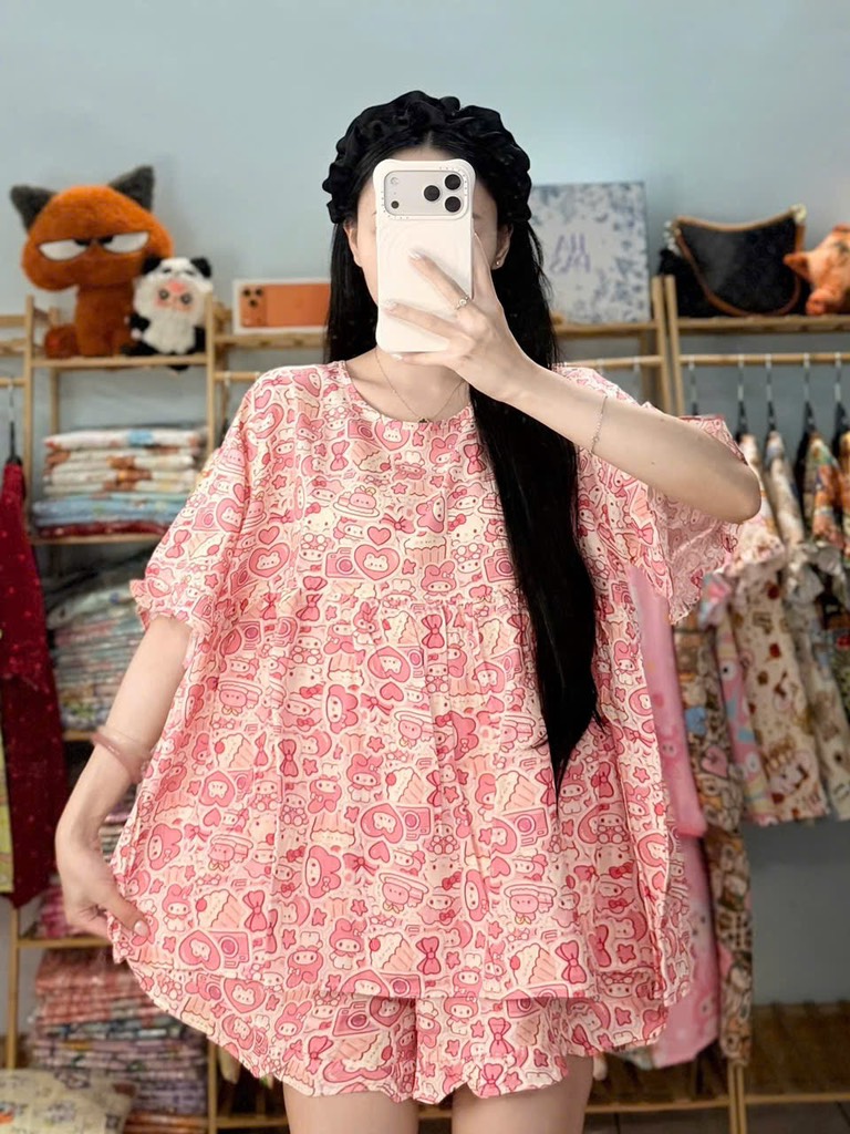 N073-Pijama Đùi Tole Lanh Thái (45-65kg)