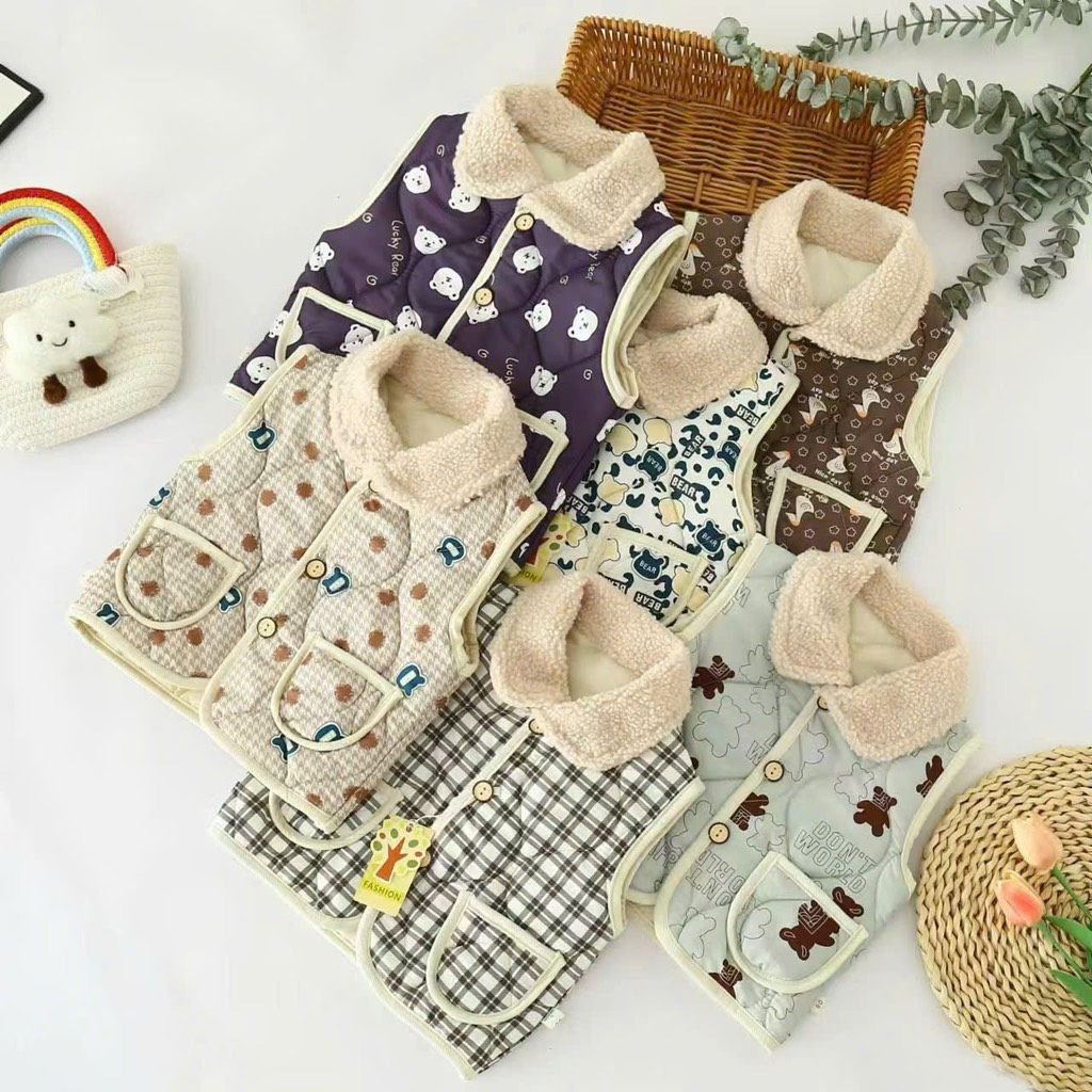 K048-Áo gile phao chần viền hàn quốc