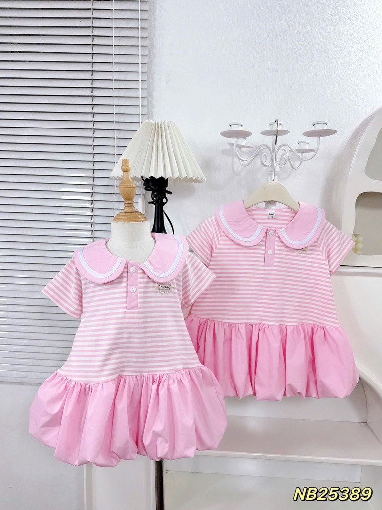 V276-Váy cổ sen kẻ hồng chân bí (10.30.280)