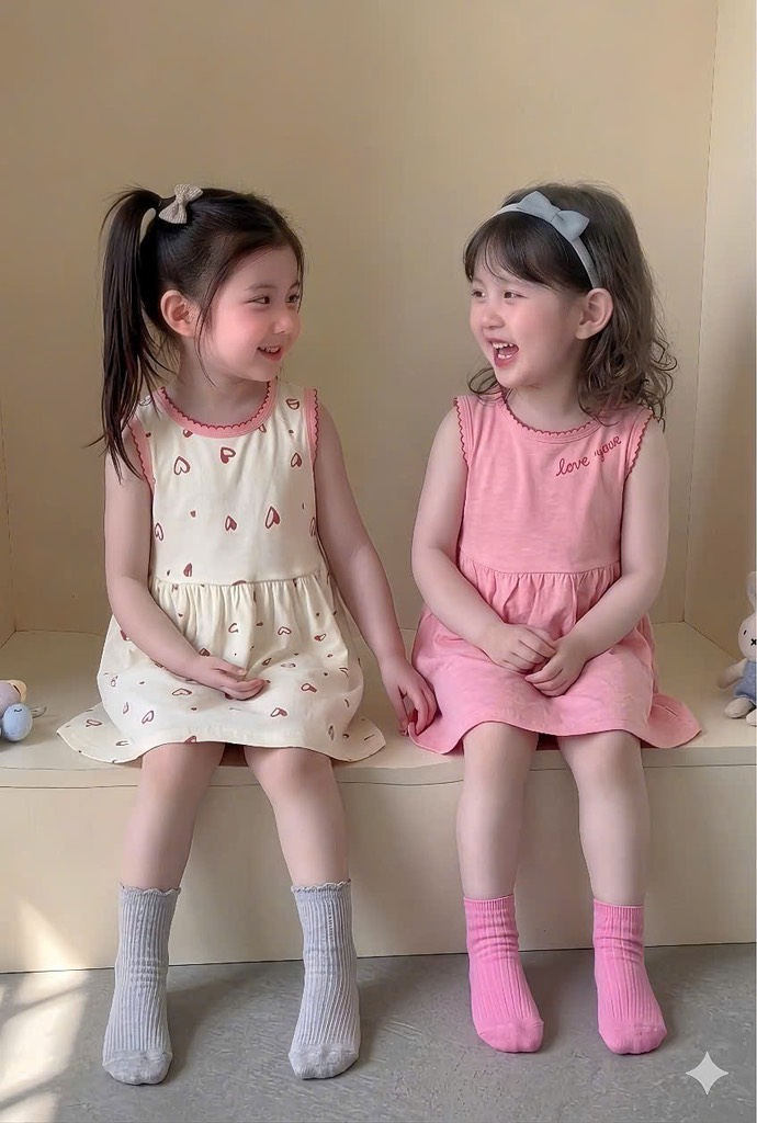 V389-Váy cotton SN viền tim (08.23kg)