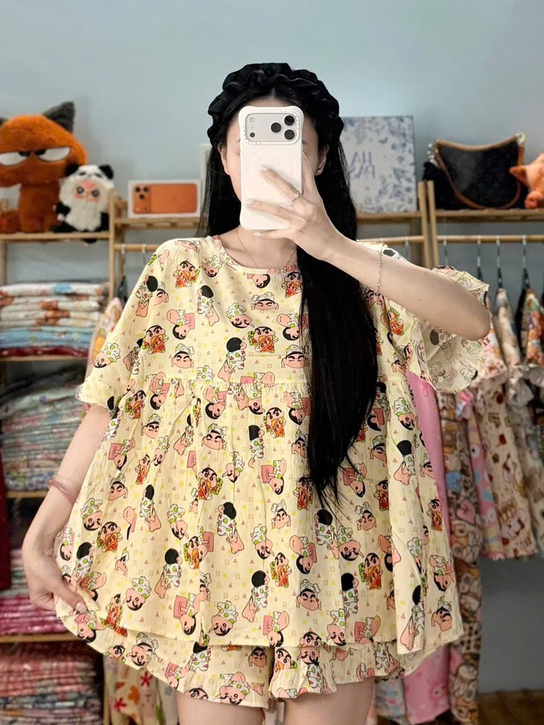 N073-Pijama Đùi Tole Lanh Thái (45-65kg)