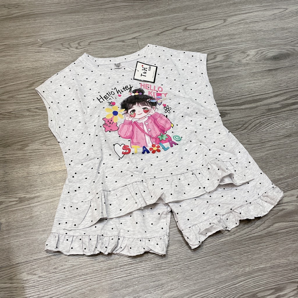 G893-Bộ cotton SN bé Hello bi xám (16.22kg)
