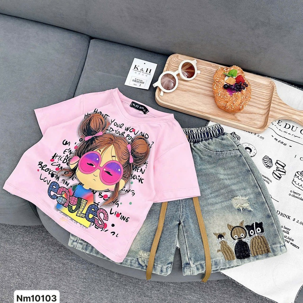 G527-Set jean bé đeo kính Đại hồng (16.25.383)