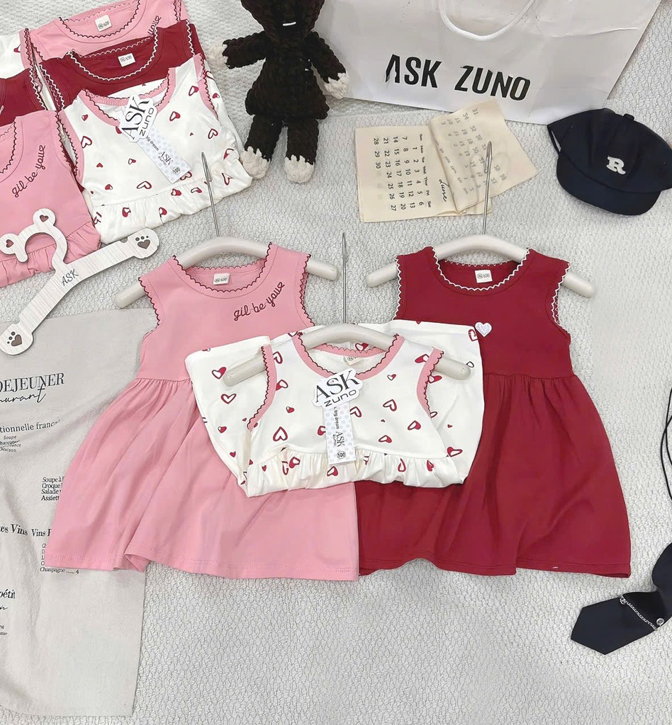 V389-Váy cotton SN viền tim (08.23kg)