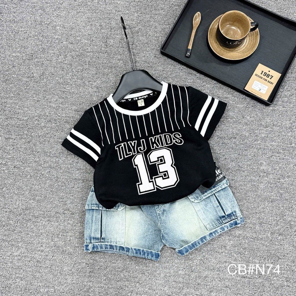 T262-Set jean áo số 13 đen 10S1-10