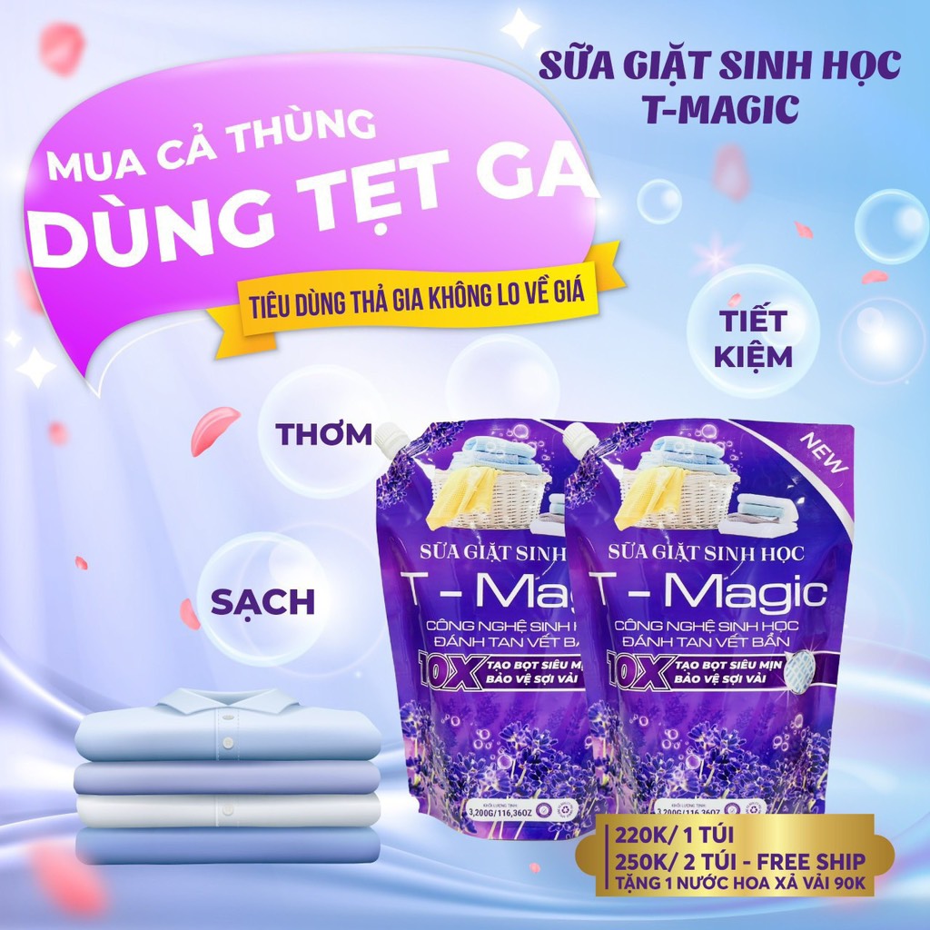 Nước giặt sinh học T Magic (1 thùng 2 túi 6,4kg)