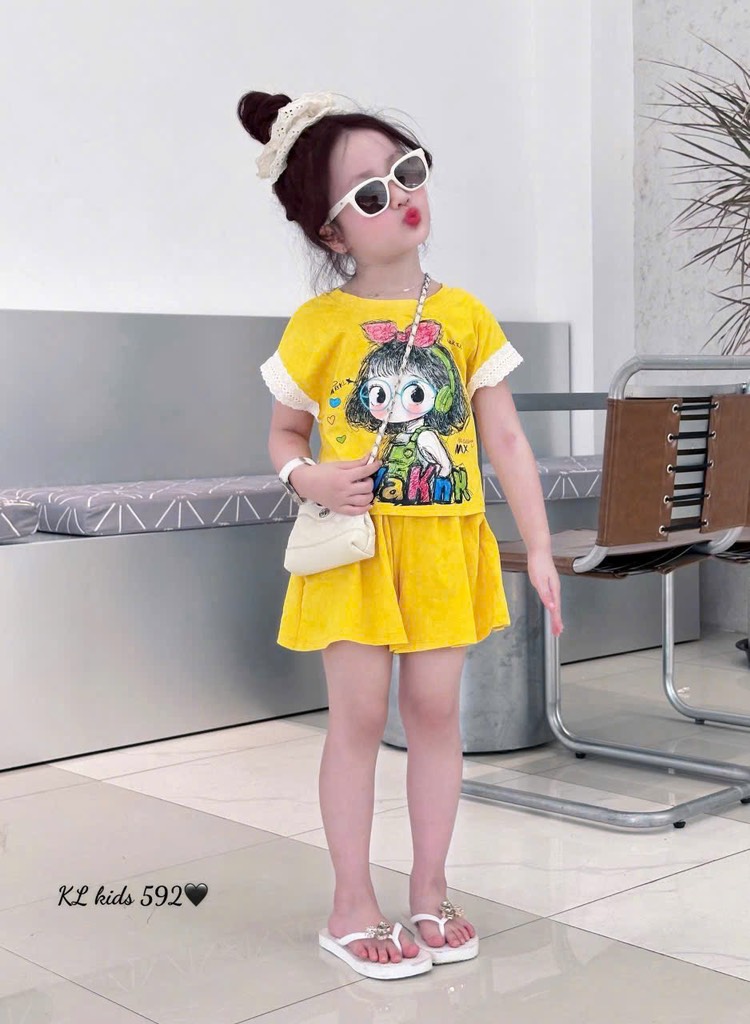 G504-Bộ cotton QC cô bé tay ren (18.32.376)