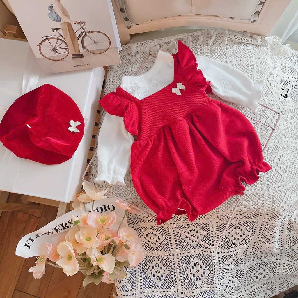 BD034-Body suit set nhung tăm bé gái