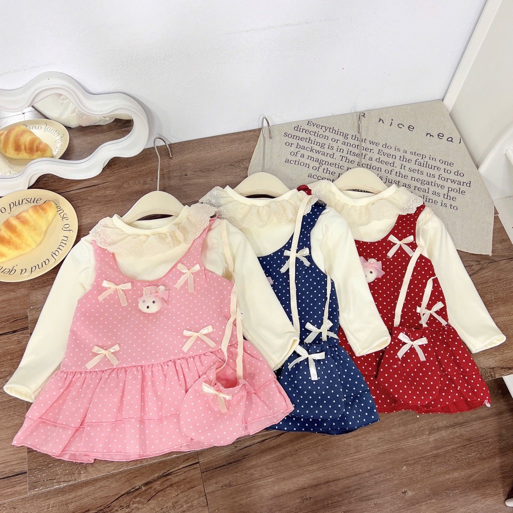 V283-Set váy thỏ chấm bi (09.16.570)