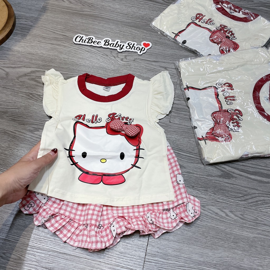 G890-Bộ cotton SN Kitty kem viền đỏ (07.13kg)