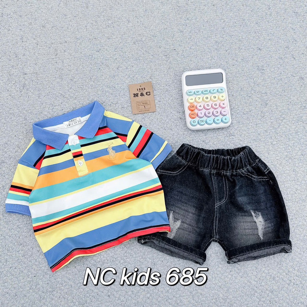 T267-Set jean áo polo cầu vồng 10S80-170