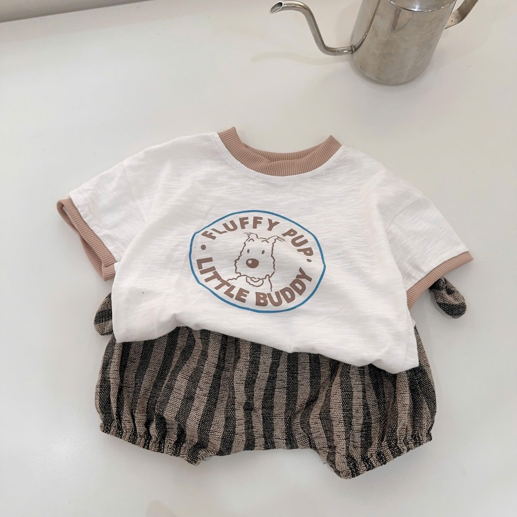T725-Bộ cún cotton xước quần kẻ (06.16kg)