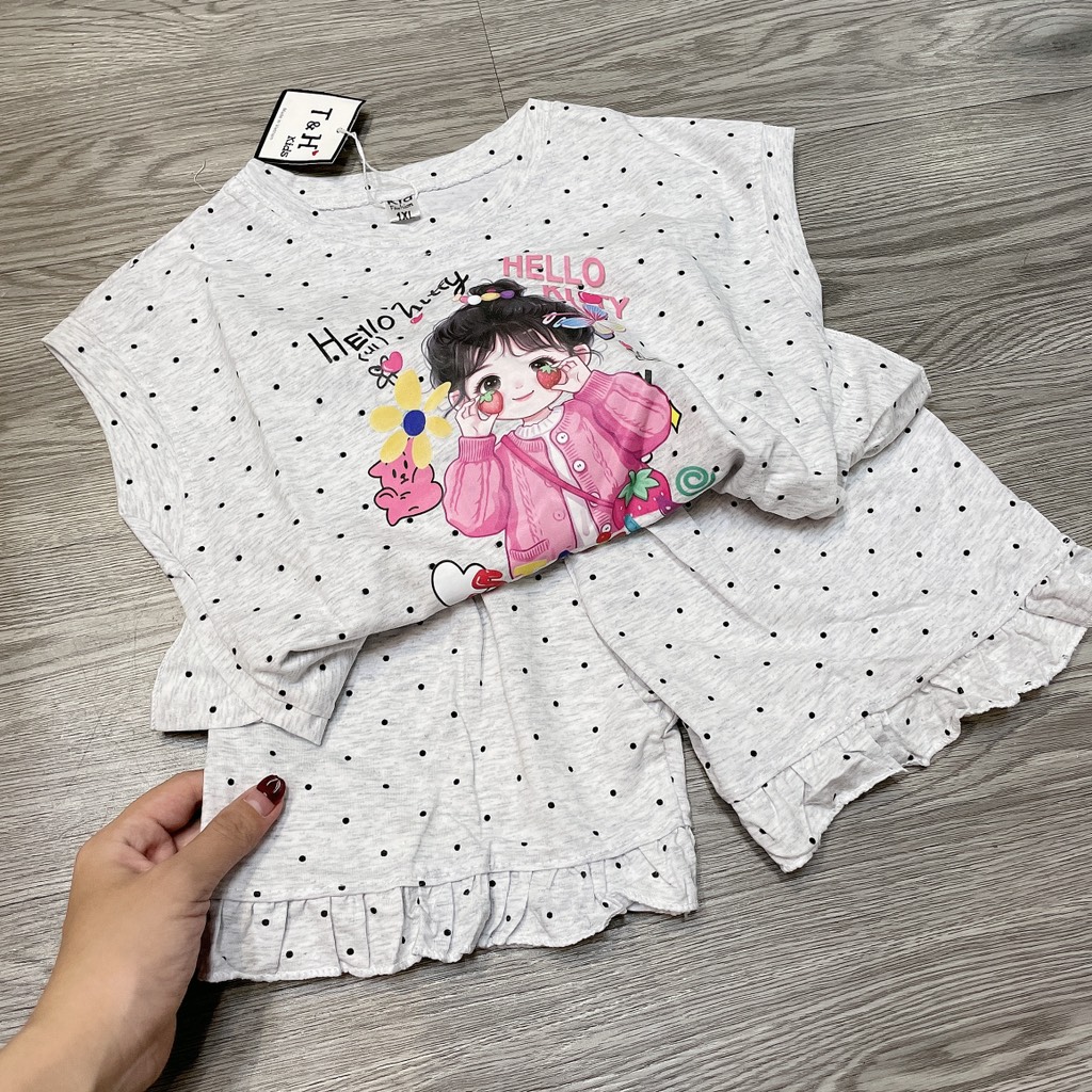 G893-Bộ cotton SN bé Hello bi xám (16.22kg)