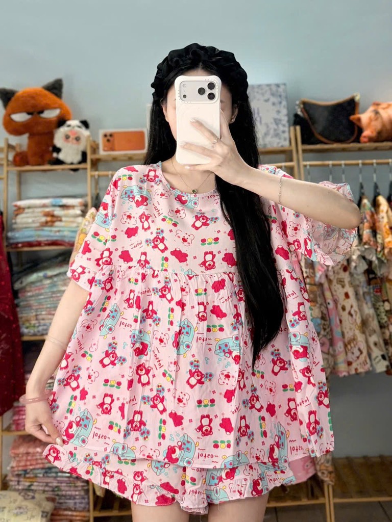 N073-Pijama Đùi Tole Lanh Thái (45-65kg)