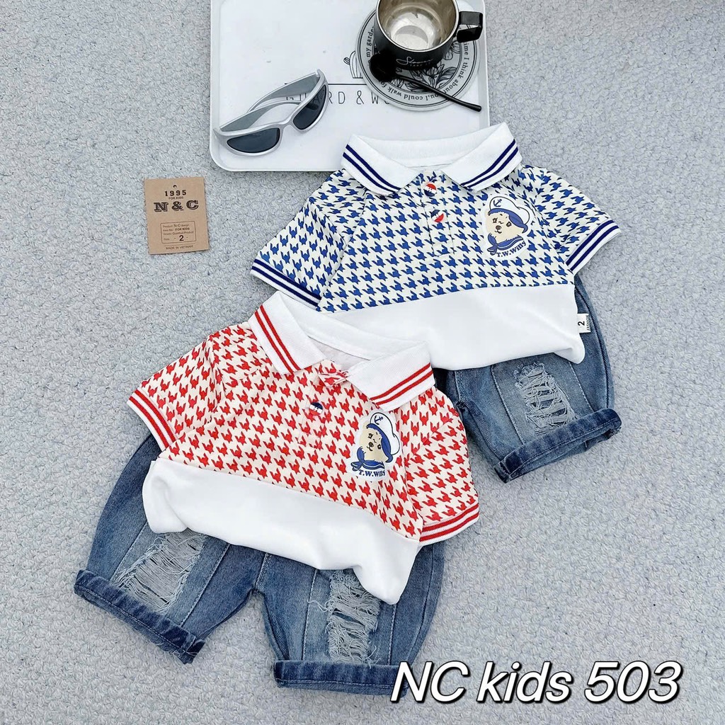 T279-Set cá sấu cổ bẻ móc câu quần jean