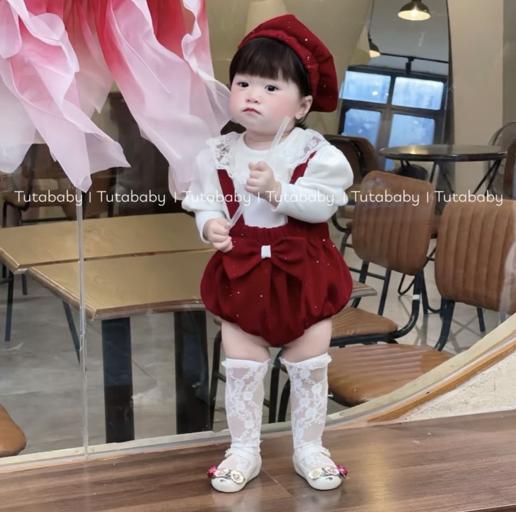 BD147-Set 3 món yếm nhung nơ (03.10kg)