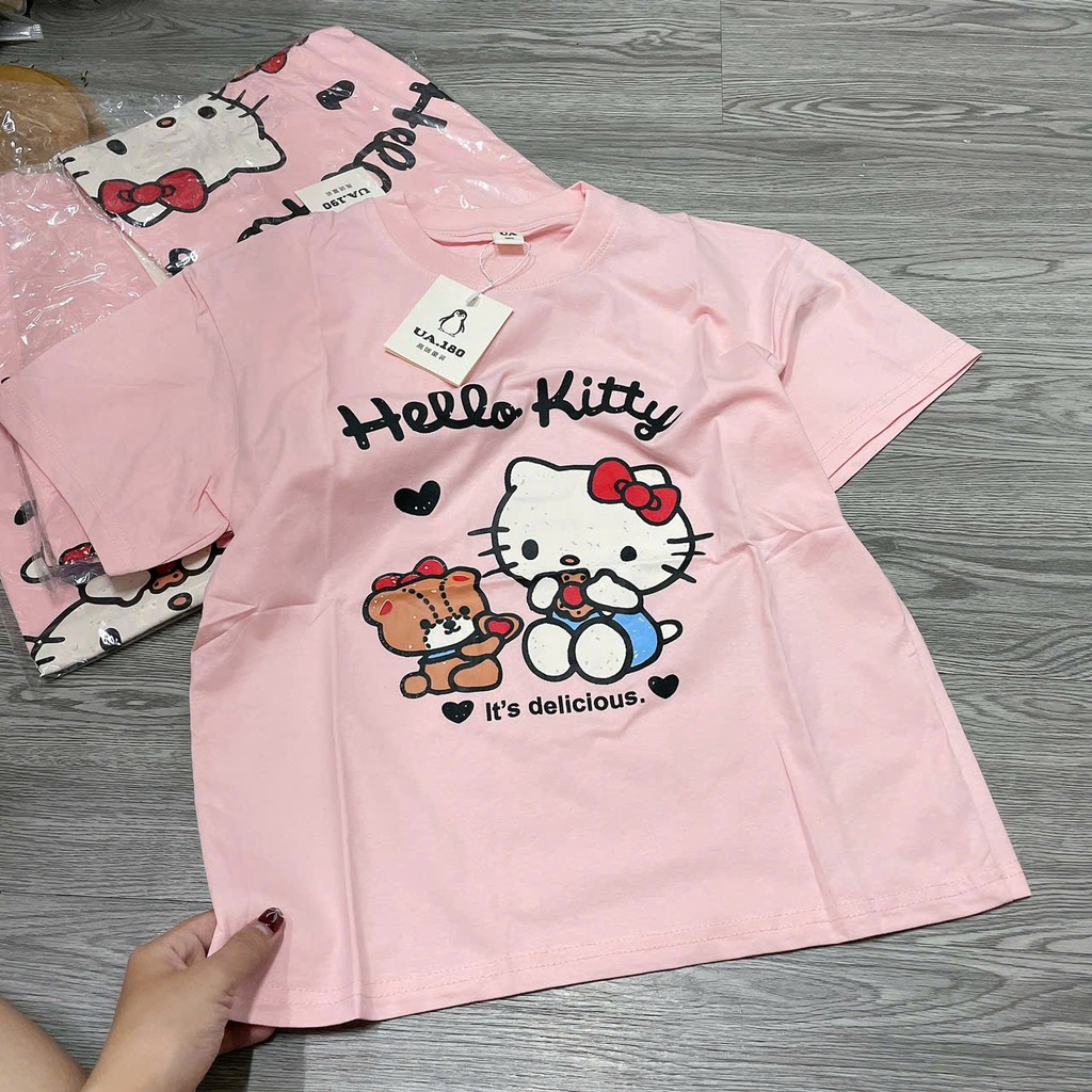 A436-Áo UA cotton Kitty hồng Cồ (40.55kg)