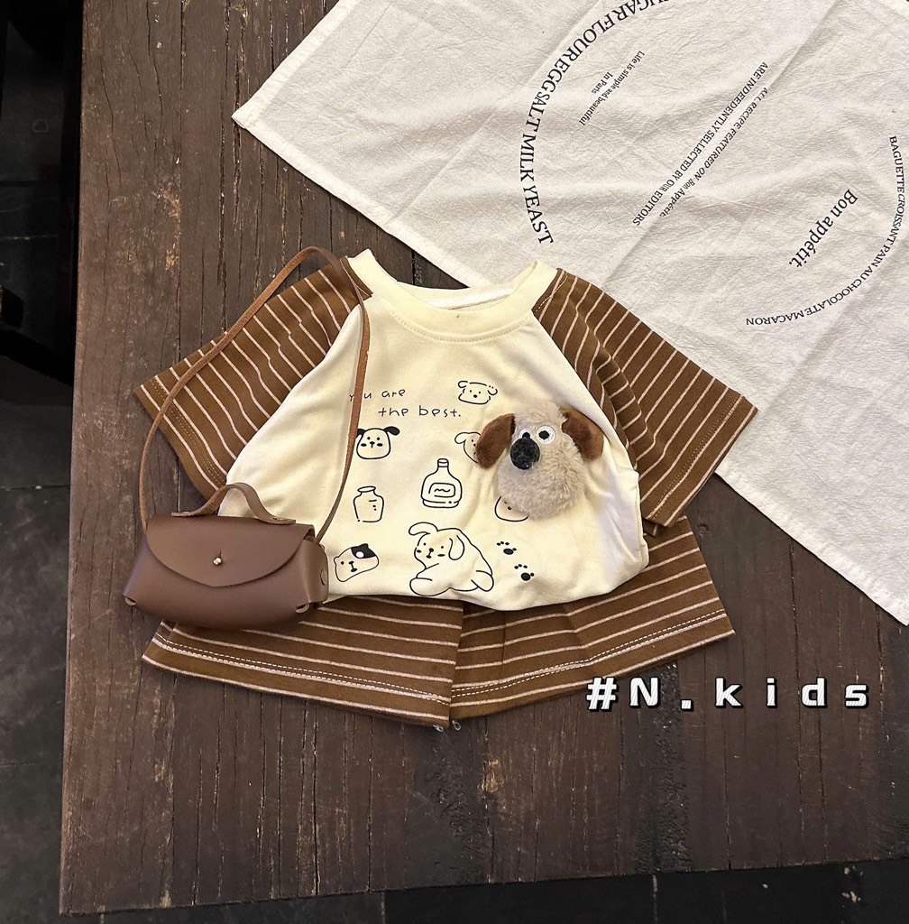 T652-Bộ cộc cotton cún xù phối kẻ (07.15kg)