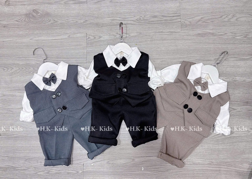 BD066-Set gile vest công tử 4 món trơn